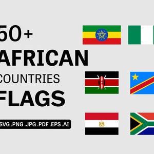 Africa Country Flags SVG Bundle - African Countries Flag SVG, Nation National Banner, Cricut Cut File Icon Clipart Vector eps ai png jpg pdf