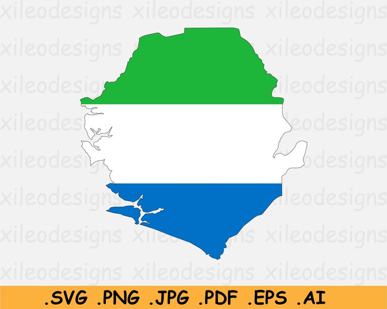 Sierra Leone Map Flag SVG Cricut Cut File, Africa Country Nation ...