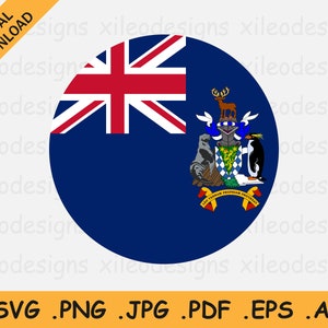 South Georgia and the South Sandwich Islands Round Flag SVG - Circular Circle Icon Banner Button Digital Download Vector, eps ai png jpg pdf