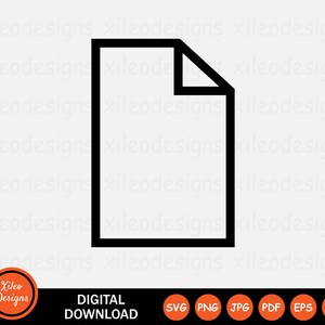 Ícone de linha de arquivo Página de documento SVG Papel Texto Folha de palavra Gráfico Vetor Download digital Clipart Sinal Símbolo Cricut Vector png jpg eps ai pdf