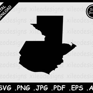 Guatemala Map SVG, Guatemalan Country National Border Boundary, Black Silhouette Cutout Cricut Cut File Vector Icon, png jpg jpeg pdf ai eps