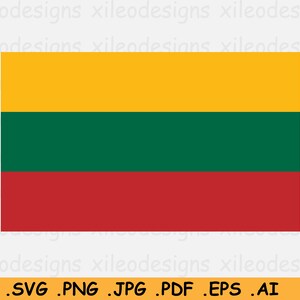 Puede incluir: La bandera de Lituania, una bandera tricolor horizontal con franjas amarillas, verdes y rojas.