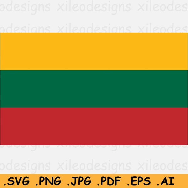Lithuania National Flag SVG, Lithuanian Nation Country Banner, Cricut Cut File, Digital Download, Clipart Vector Graphic- eps ai png jpg pdf