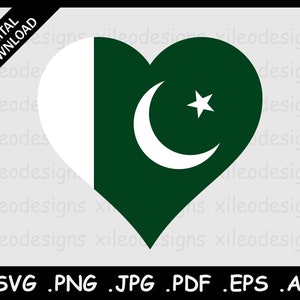 Pakistan Heart Flag SVG, Pakistani Love Shape Country National Flag, Digital Clipart Vector Symbol Cricut Cut File, png eps jpg jpeg pdf ai