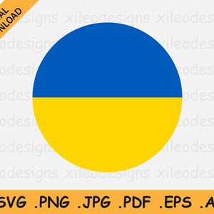 Può includere: Un grafico circolare della bandiera ucraina. La metà superiore del cerchio è blu e la metà inferiore è gialla.