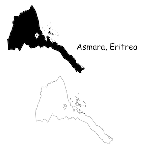 Asmara Eritrea Karte Hauptstadt Landort Pin Schwarz Weiß Silhouette Umriss Geografie Region Landkarten Eritrea jpg svg png ai eps