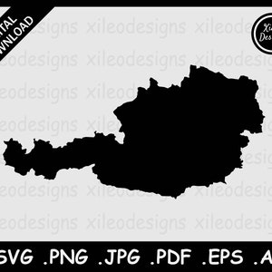 Österreich Landkarte SVG, Österreich Landstrich Grenze, Schwarze Silhouette Cutout Cricut Cut File Vektor Icon, svg png jpg jpeg pdf ai eps