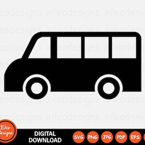 バスアイコン SVG 公共交通機関 スクールバン 車両 サイドサイン シンボル Cricut ベクターグラフィック ベクタークリップアート png jpg eps ai pdf デジタルダウンロード
