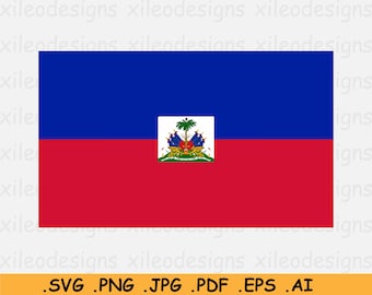 Haiti National Flag SVG, Haitian Nation Country Banner, Instant Digital Download File, Clipart Vector Graphic Icon - svg eps ai png jpg pdf
