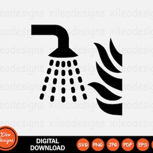 Fire Sprinkler SVG Flame Spray Water Sprinkle Suppression System Sign Symbol Icon Clipart Vector Cricut Digital Download png jpg eps pdf ai