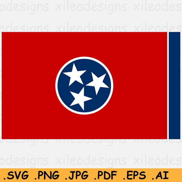 Tennessee Flag SVG - TN U.S USA State Banner, Cricut Cut File, American United States of America, Clipart Vector Graphic, eps ai png jpg pdf