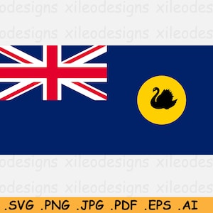 Western Australia Flag SVG, Australian State Banner, SVG Cricut Cut File, Clipart Vector Graphic Icon, W.A AU Aus - svg eps ai png jpg pdf