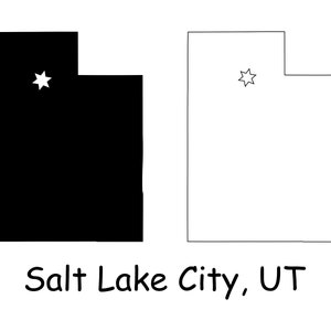 Salt Lake City Utah UT Hauptstadt Position auf einer State Map USA Vektor Silhouette Silhouette Digital Download Clipart jpg svg png pdf eps ai