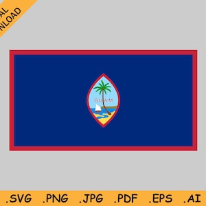 Guam Flagge SVG - Guamanian Banner Flagge, Uninkorporated Organized U.S. Territory, Digital Download Clipart Vektor Grafik, eps ai png jpg pdf