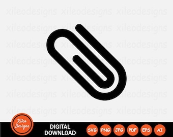 Paper Clip Icon SVG - Paperclip Attach Attachment Email File Document Symbol Sign Clipart Cricut Vector Digital Download png jpg pdf eps ai