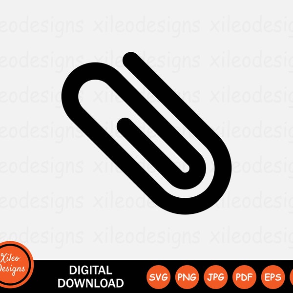 Paper Clip Icon SVG - Paperclip Attach Attachment Email File Document Symbol Sign Clipart Cricut Vector Digital Download png jpg pdf eps ai