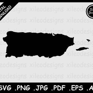 Puerto Rico Karte SVG, Puerto Rican Border Map, Puertorriqueño Black Silhouette Cricut Cut File Vektor Icon, png jpg jpeg pdf eps ai