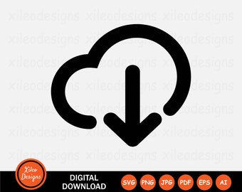 Icône de téléchargement nuage serveur SVG stockage réseau connecter graphique vectoriel Clipart signe symbole Cricut téléchargement numérique vecteur png jpg eps pdf ai