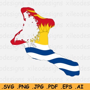 Kiribati Kaart Vlag SVG Cricut Cut File, Island Nation Country Silhouette Outline Atlas, Scrapbook Clipart Vector Icon, svg eps ai png jpg pdf