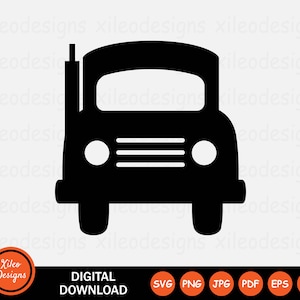 Icona vista frontale del camion SVG Testa frontale del trasporto merci del camion sul download digitale Segno simbolo Cricut Grafica vettoriale Clipart vettoriale png jpg eps ai pdf