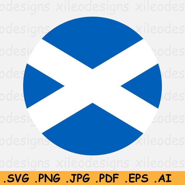 Scotland Round Flag SVG, Scottish Circular Banner, National Circle Button Icon, Cricut Cut File Digital Download Vector, eps ai png jpg pdf
