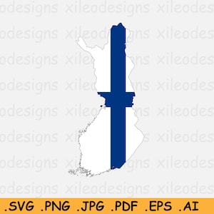 Finland Vlag Kaart SVG, Finse SVG Cricut Cut File, Land Natie Silhouet Outline Atlas, Scrapbook Clipart Vector Icon eps ai png jpg pdf