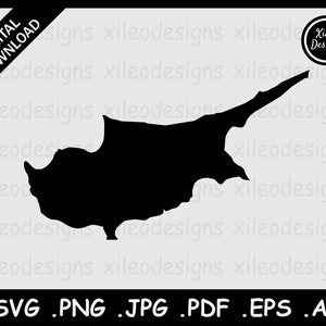 Zypern Karte SVG, Zyprische Grenze, Zyprische Silhouette Cutout Cricut Datei Vektor Icon, svg png jpg jpeg pdf ai eps