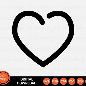 Puede incluir: Un contorno de corazón negro. Esta es una descarga digital para un elemento de diseño gráfico.