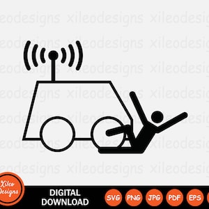 Self-Driving Car Accident Icon Injury Hit Safety Hazard Dangers Symbol Sign Graphic Clipart Vector Cricut Digital Cut svg png jpg eps pdf ai