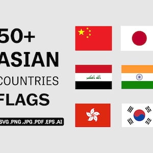 Asia Country Flags SVG Bundle Set - Asian Countries Flag SVG, Nation National Banner Cricut Cut File Icon Clipart Vector, eps png jpg ai pdf