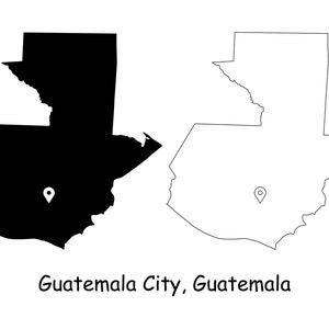 Guatemala Stadt Karte Guatemala Karte Hauptstadt Landort Pin Schwarz Weiß Silhouette Umriss Geografie Region Landkarten jpg svg png ai eps