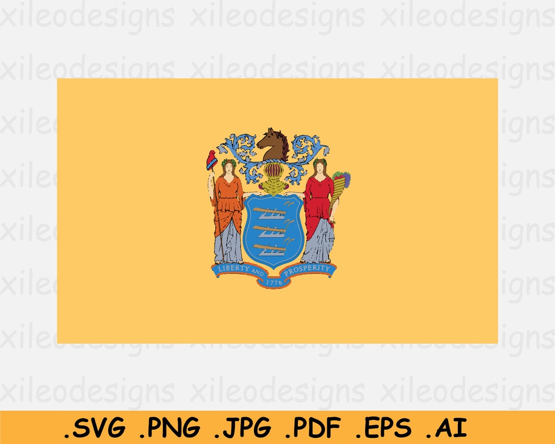 New Jersey Flag SVG, NJ U.S USA State Banner, American United States of ...