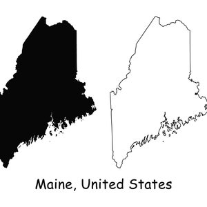 Maine Map SVG, ME USA United States of America us, Schwarz Weiß Silhouette Clipart Vektor Grafik Icon Banner, svg eps ai png jpg pdf