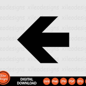 Pijl-links SVG-punt wijzende richting navigatie Vorige achteruit terug teken symbool Vector Cricut digitale clipart png jpg eps pdf ai
