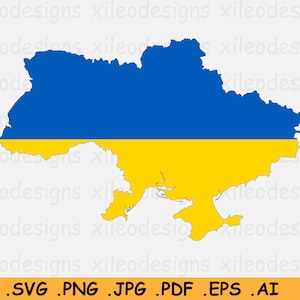 Ukraine Flagge Karte SVG - Ukraine Cricut Cut Datei, Land Nation Silhouette Umriss Atlas, Scrapbook Clipart Vektor Icon- eps ai png jpg pdf