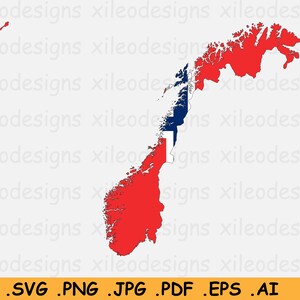 Noorwegen Kaart Vlag SVG - Noorse Cricut Cut File, Land Nation Silhouette Outline Atlas, Scrapbook Clipart Vector Icon - eps ai png jpg pdf