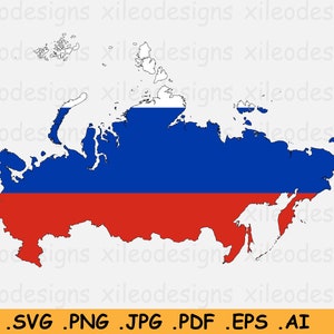 Rusland Kaart Vlag SVG, Russische SVG Cricut Cut File, Land Natie Silhouet Outline Atlas, Scrapbook Clipart Vector Icon, eps ai png jpg pdf