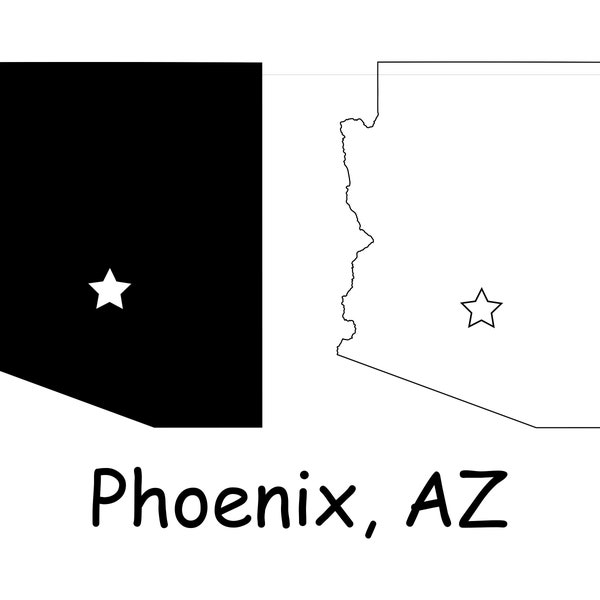 Phoenix Arizona AZ State Capital City Map US USA United States of America Instant Digital Download Icon File Vector jpg svg png pdf eps ai