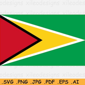 Guyana Flag SVG, Guyanese National Nation Country Banner, Cricut Cut File, Digital Download Clipart Vector Graphic Icon - eps ai png jpg pdf