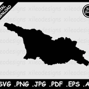 Georgia Map SVG, Georgian Country National Border Border Border, Black Silhouette Cutout Cricut Cut File Vektor Icon, svg png jpg jpeg pdf ai eps
