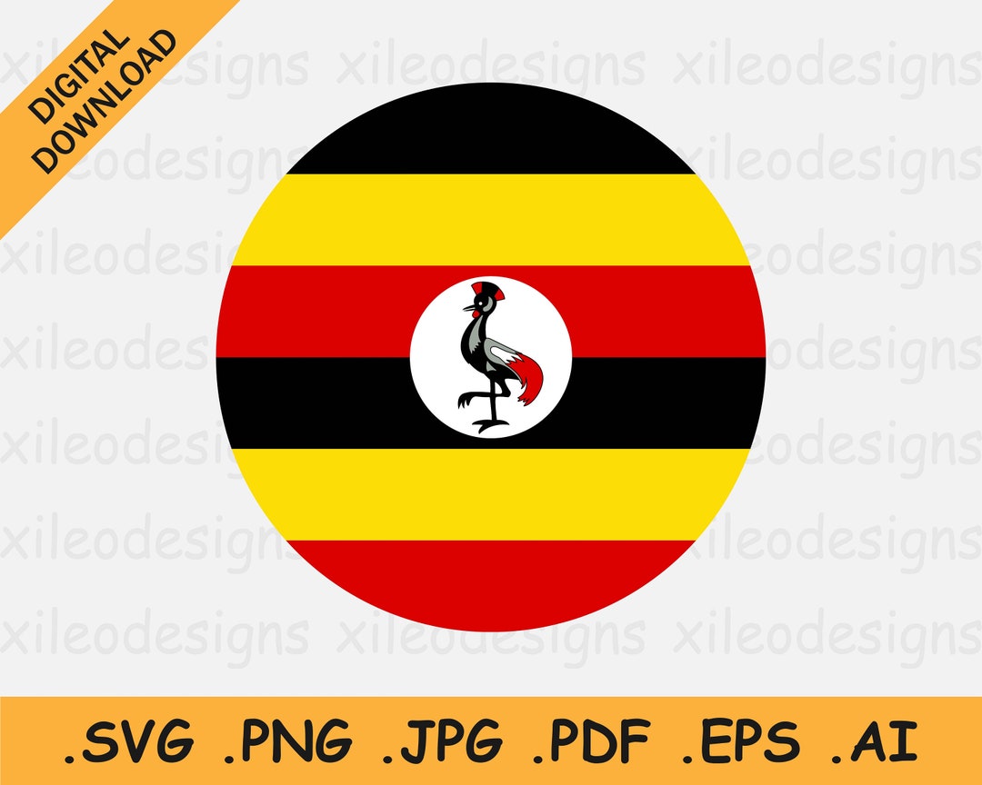 Uganda Round Flag SVG Ugandan Circular Banner Country National Uganda Round Flag SVG Ugandan Circular Banner Country National