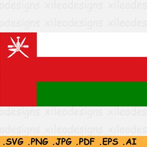 Oman Flag SVG, Omani National Nation Country Banner, Cricut Cut File, Digital Download, Clipart Vector Graphic Icon - eps ai png jpg pdf