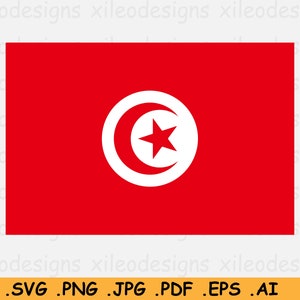 Drapeau national de la Tunisie SVG, Bannière du pays de la nation tunisienne, Cricut Cut Fichier Numérique Télécharger Clipart Vector Graphic Icon - eps ai png jpg pdf
