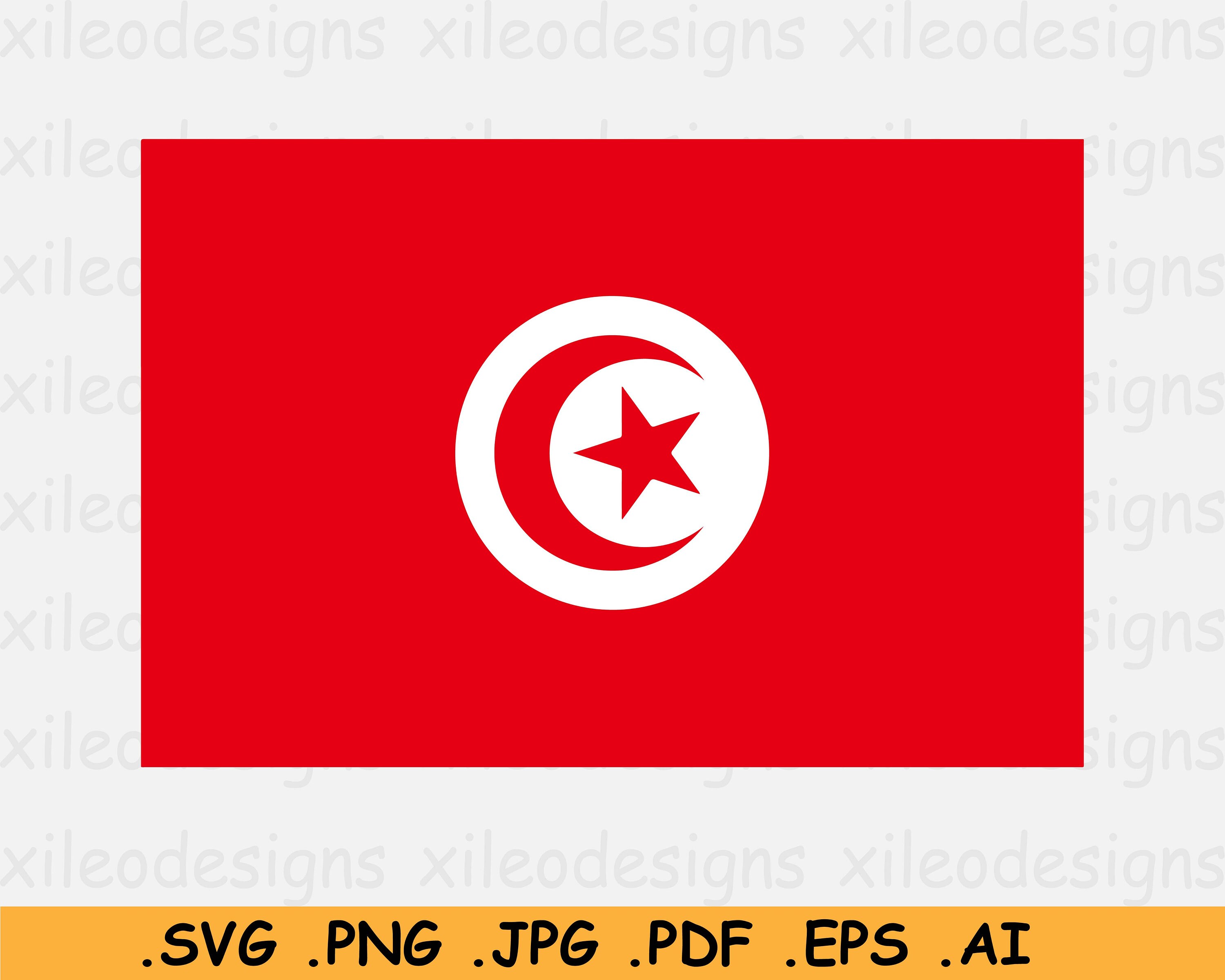 Tunisia National Flag SVG, Tunisian Nation Country Banner, Cricut Cut File Digital Download Clipart Vector Graphic Icon - eps ai png jpg pdf