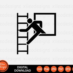 Emergency Window Escape Ladder SVG Fire Evacuation Sign Symbol Icon Graphic Clipart Illustration Vector Cricut Digital png jpg eps pdf ai