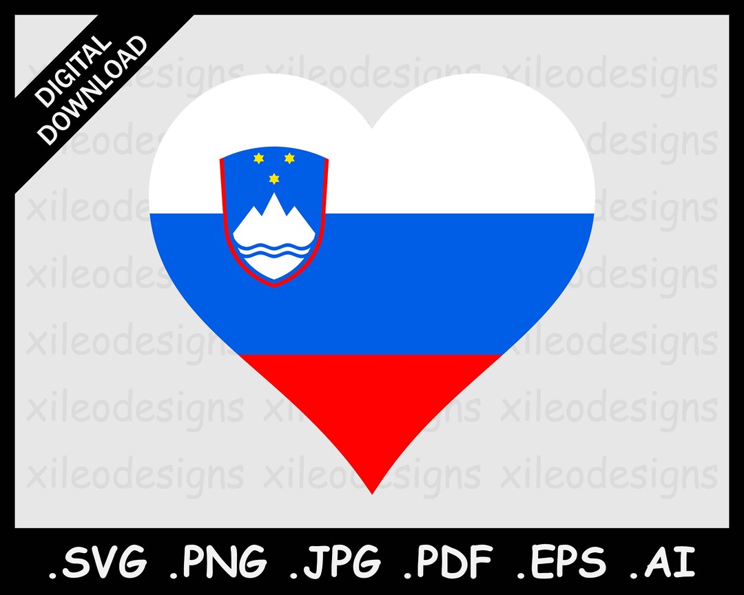 Slovenia Heart Flag SVG, Slovene Love Shape Country National Flag ...