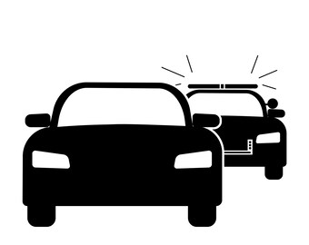 Aangehouden door politie agent auto wetshandhaving voertuig knipperend pictogram illustratie Clip Art Instant Digitale Download SVG PNG EPS jpg