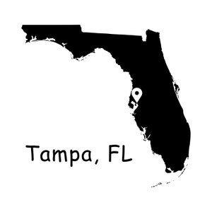 Kaart Tampa City Florida FL, Tampa FL Florida USA kaart, Tampa Florida FL locatie Pin Drop kaart, Instant Digitale Download svg png eps jpg