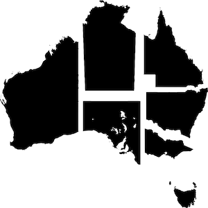 6 Australische Australien AUS Landkarten Solid Black Silhouette Umriss Line Border Border Region jpeg SVG PNG eps Vektor Download