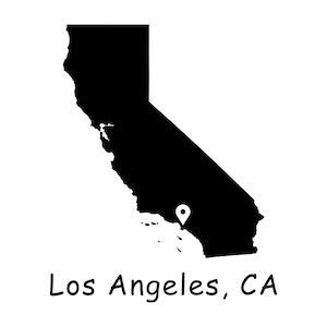 カリフォルニア州地図上のロサンゼルス市、ロサンゼルス CA 米国地図、ロサンゼルス CA 位置ピンドロップマップ、インスタントデジタルダウンロード svg png eps